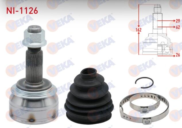 Nissan Qashqai (J11) 1.5 DCI 29X26X62 Uzunluk 162mm 2014- Aks Kafası Sol-Sağ Ön Dış