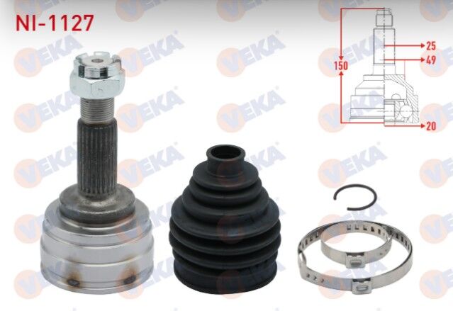 Nissan Micra IV (K13) 1.2 A-T 25X20X49 Uzunluk 150mm 2010- Aks Kafası Sol-Sağ Ön Dış