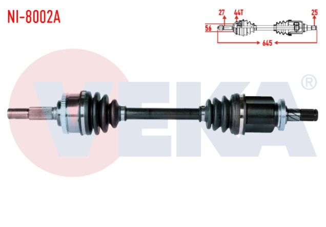Nissan Primera (P11) 1.8i 16v Absli 44 Dış Uzunluk 645mm 1996-2001 Komple Aks Sol Ön