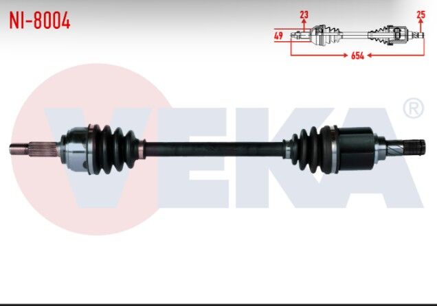 Nissan Micra (K12) 1.2i 16v A-T Uzunluk 654mm 2003-2010 Komple Aks Sol Ön