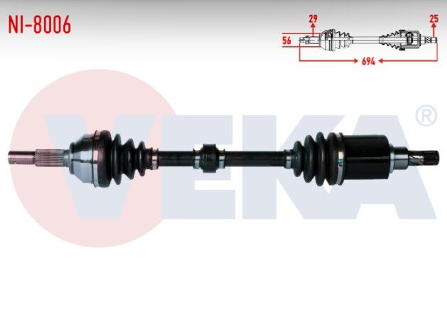 Nissan Qashqai (J10) 1.6i A-T Uzunluk 694mm 2007-2014 Komple Aks Sol Ön
