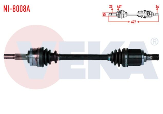 Nissan Almera II (N16) 1.5i 16v A-T/M-T Absli 44 Dış Uzunluk 627 mm 2000-2007 Komple Aks Sol Ön