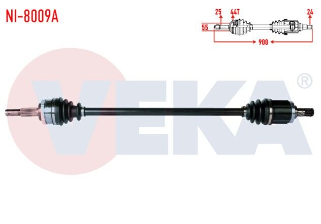 Nissan Almera II (N16) 1.5i 16v A-T/M-T Absli 44 Dış Uzunluk 908 mm 2000-2007 Komple Aks Sağ Ön