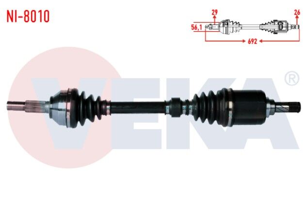 Nissan Qashqai (J10) 1.5 DCI Uzunluk 692mm 2007-2014 Komple Aks Sol Ön