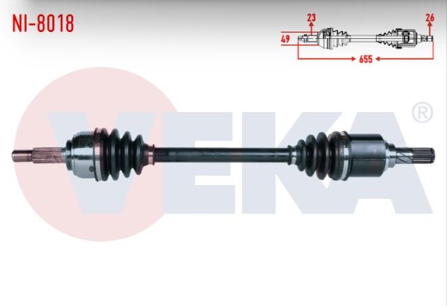 Nissan Micra (K12) 1.2i 16v M-T Uzunluk 655mm 2003-2010 Komple Aks Sol Ön