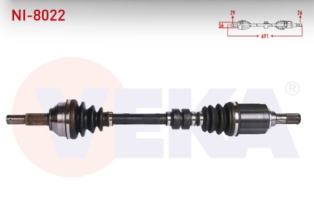 Nissan Qashqai (J10) 1.6i M-T Uzunluk 691 mm 2007-2014 Komple Aks Sol Ön