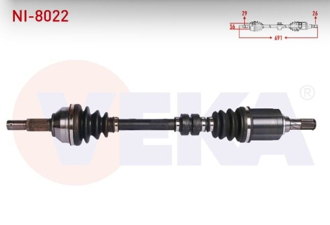 Nissan Qashqai (J10) 1.6i M-T Uzunluk 691 mm 2007-2014 Komple Aks Sol Ön