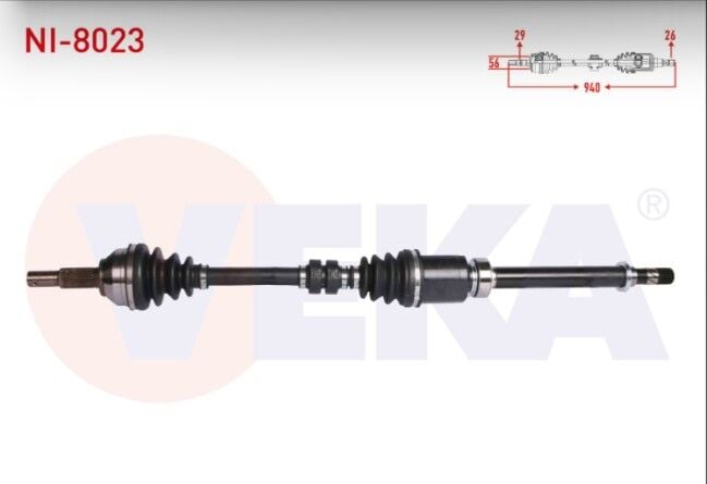 Nissan Qashqai (J10) 1.6i M-T Uzunluk 940 mm 2007-2014 Komple Aks Sağ Ön