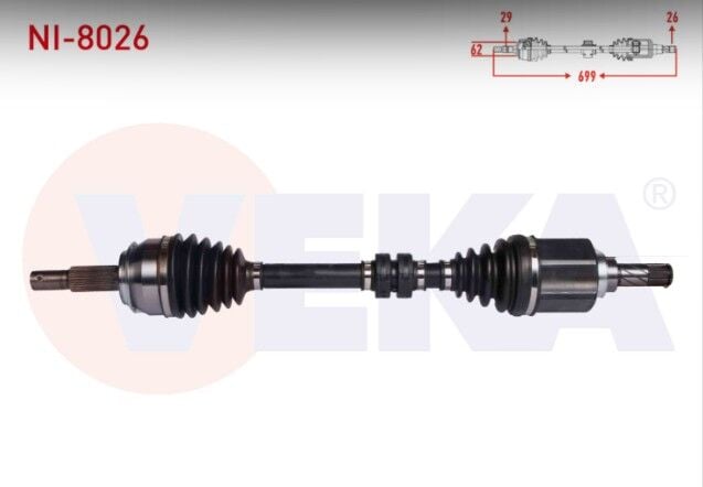 Nissan Qashqai (J11) 1.2 DIG-T - 1.5 DCI M-T 6 Vites 2014-/ Renault Kadjar 1.2 TCE - 1.5 DCI M-T 6 Vites 2015- Komple Aks Sol Ön Uzunluk 699mm