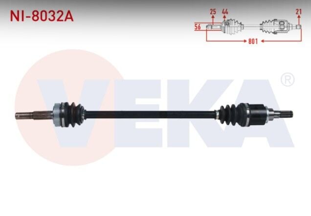 Nissan Qashqai (J11) 1.6 DCI 4X4 Absli 44 Dış Uzunluk 801 mm 2014-/ Nissan X-Trail (T31) 2.0 DCI 4X4 2007-2013 / NISSAN X-TRAIL (T31) 2.0i 4X4 2007-2013 Komple Aks Sol-Sağ Arka