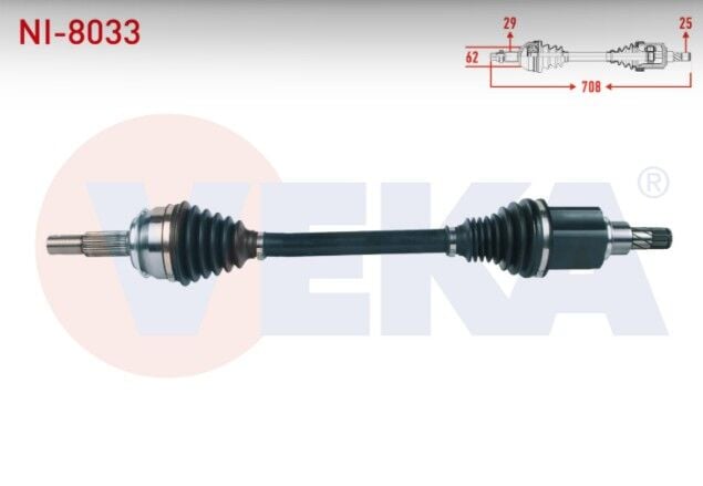 Nissan Qashqai (J11) 1.2 DIG-T A-T 2014- Komple Aks Sol Ön Uzunluk 708mm