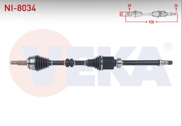 Nissan Qashqai (J11) 1.2 DIG-T A-T 2014- Komple Aks Sağ Ön Uzunluk 938mm
