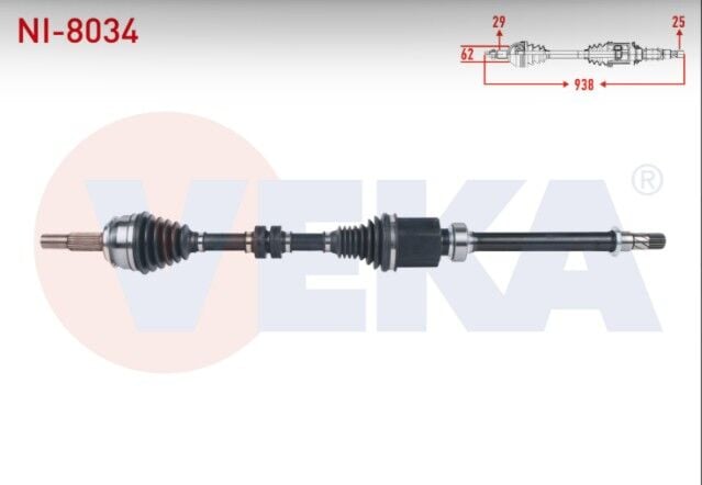 Nissan Qashqai (J11) 1.2 DIG-T A-T 2014- Komple Aks Sağ Ön Uzunluk 938mm