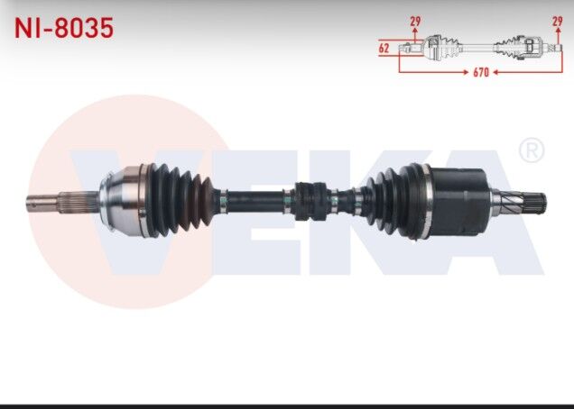 Nissan Qashqai (J11) 1.6 DCI A-T 2014- / Renault Kadjar 1.6 DCI A-T 2015- Komple Aks Sol Ön Uzunluk 670mm