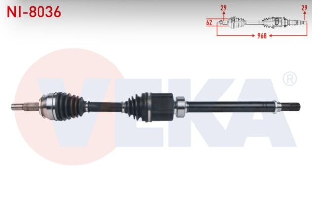 Nissan Qashqai (J11) 1.6 DCI A-T 2014- / Renault Kadjar 1.6 DCI A-T 2015- Komple Aks Sağ Ön Uzunluk 968mm