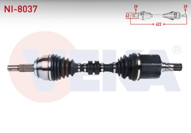 Nissan Qashqai (J11) 1.6 DCI 4X4 M-T 2014-/ Renault Kadjar 1.6 DCI M-T 2018- Komple Aks Sol Ön Uzunluk 622mm