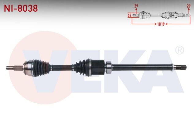 Nissan Qashqai (J11) 1.6 DCI 4X4 M-T 2014-/ Renault Kadjar 1.6 DCI M-T 2018- Komple Aks Sağ ÖN Uzunluk 1019mm