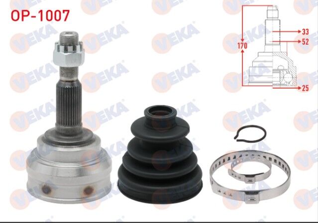 Opel Vectra B 1.8i 16v 33X25X52 Uzunluk 170,8 mm 1995-2003 Aks Kafası Sol-Sağ Ön Dış