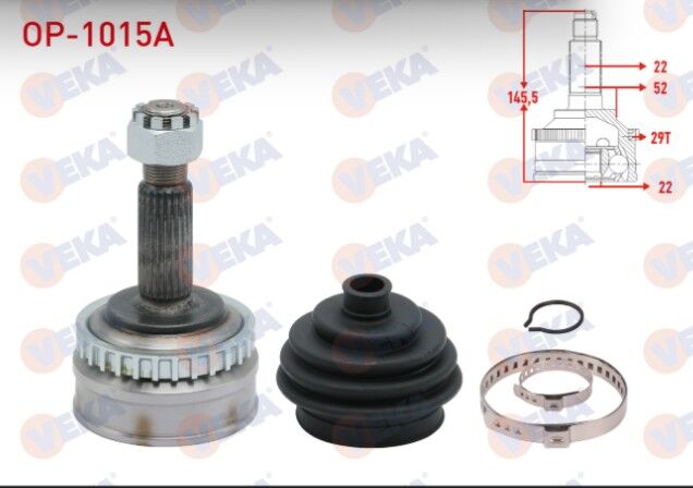 Opel Vectra A 1.6 Absli 29 DIS 22X22X52 Uzunluk 144,8 mm 1988-1995 Aks Kafası Sol-Sağ Ön Dış