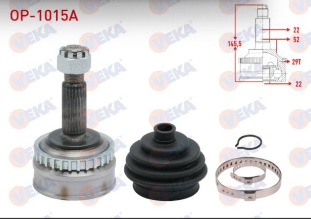 Opel Vectra A 1.6 Absli 29 DIS 22X22X52 Uzunluk 144,8 mm 1988-1995 Aks Kafası Sol-Sağ Ön Dış