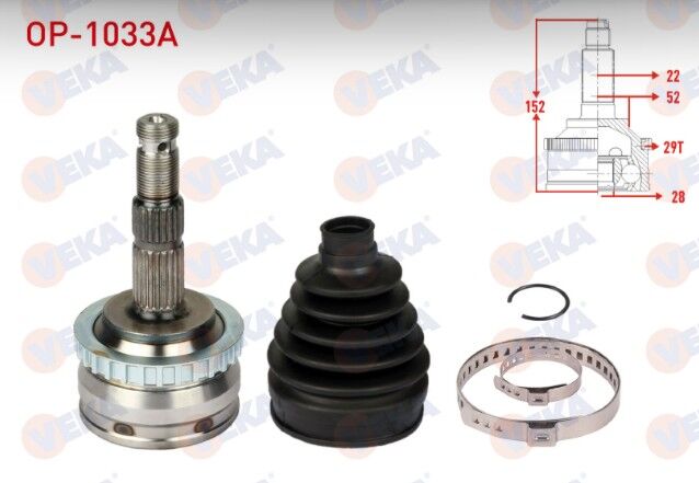 Opel Corsa C 1.0 Absli 29 DIS 22X28X52 Uzunluk 151,7 mm 2000-2006 Aks Kafası Sol-Sağ Ön Dış