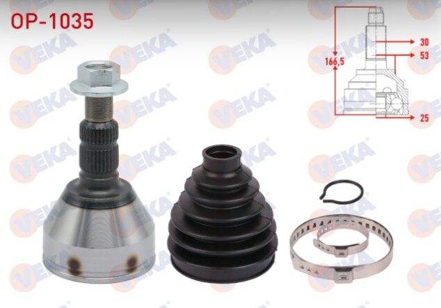 Opel Vectra C 1.6 16v 30X25X53 Uzunluk mm 166 2002-2008 Aks Kafası Sol-Sağ Ön Dış