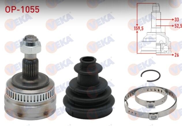 Opel Astra H 1.9 CDTI 33X26X52,5 Uzunluk 159,5 mm 2004-2010 Aks Kafası Sol-Sağ Ön Dış