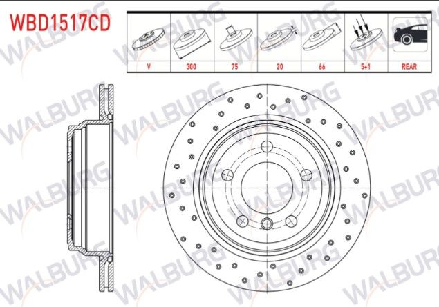 BMW 3 SERISI (F30) 320 D xDrive 5 BIJON 300X20X75X66 2011- FREN DISKI ARKA HAVALI KAPLAMALI PERFORMANS DELIKLI