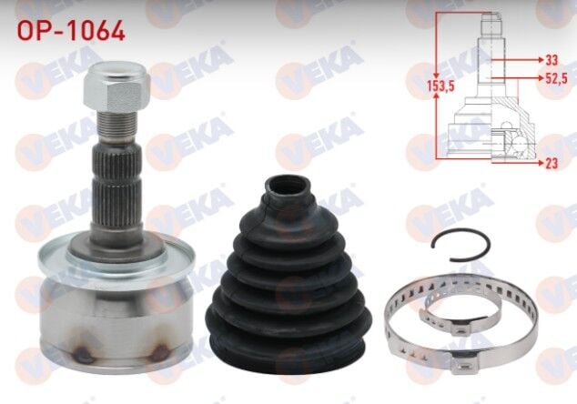 Opel Astra J 1.3 CDTI - 1.4 T - 1.6i 2009-2016 Aks Kafası Sol-Sağ Ön Dış 33X23X52,5 Uzunluk 153,5mm