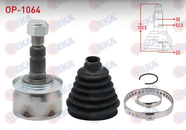 Opel Astra J 1.3 CDTI - 1.4 T - 1.6i 2009-2016 Aks Kafası Sol-Sağ Ön Dış 33X23X52,5 Uzunluk 153,5mm