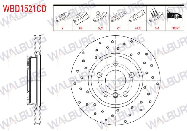 BMW 2 SERISI (F45) 216 D 5 BIJON 294X22X66,9X44,65 2014- FREN DISKI ON HAVALI KAPLAMALI PERFORMANS DELIKLI