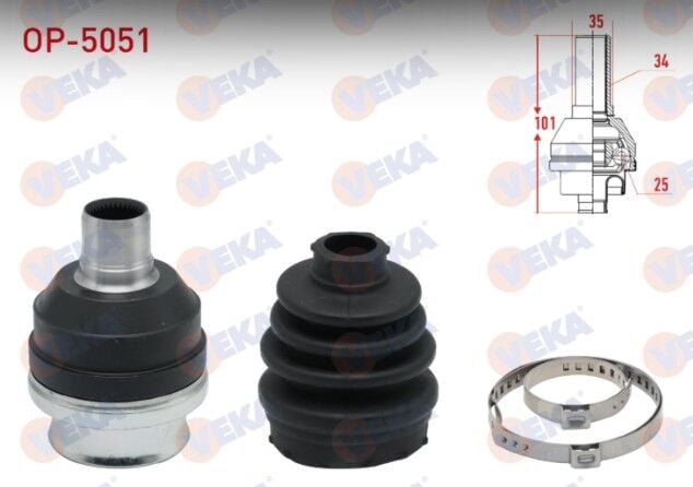 Opel Astra H 1.3 CDTI 34X25X35 Uzunluk 101 mm 2004-2010 Aks Kafası Sağ Ön İç