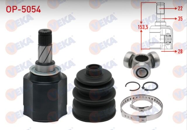 Opel Vectra C 2.0 DTI M-T 22X28X35 Uzunluk 153,5 mm 2002-2008 Aks Kafası Sol-Sağ Ön İç