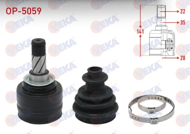 Opel Corsa B 1.0i 22X28X35 Uzunluk 141 mm 1993-2000 Aks Kafası Sol-Sağ Ön İç