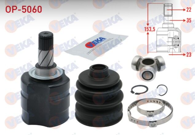 Opel Corsa C 1.3 CDTI 22X23X35 Uzunluk 153,5 mm 2000-2006 Aks Kafası Sol-Sağ Ön İç