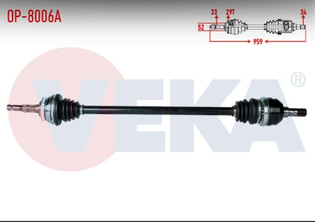 Opel Vectra B 2.0i Absli 29 Dış Uzunluk 959mm 1995-2003 Komple Aks Sağ Ön