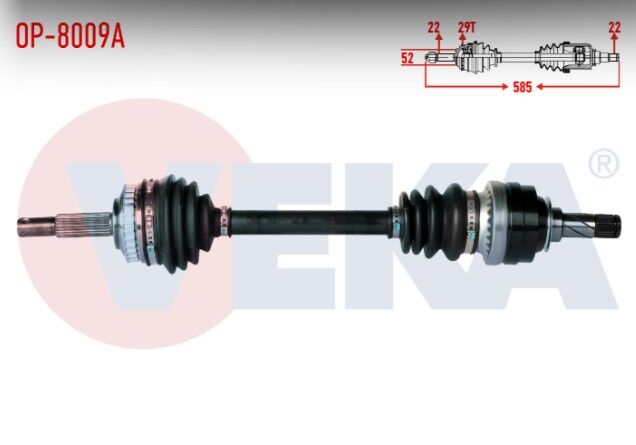 Opel Astra F 1.4, 1.6 1991-1998 / Meriva A 1.3 D 2003-2010 / Vectra A 1.6 1988-1995 Komple Aks Sol Ön Uzunluk 585mm Absli 29 DIS