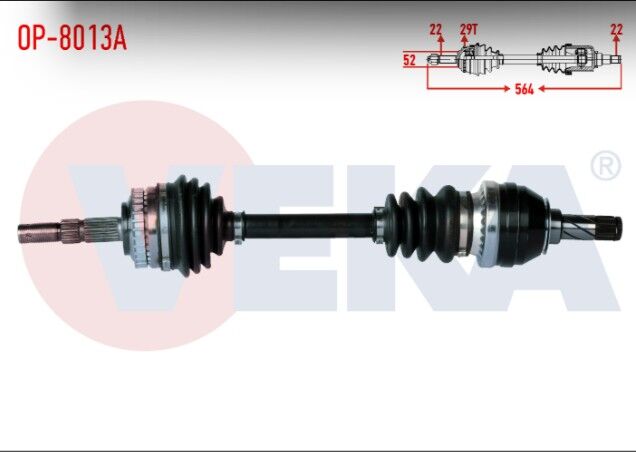 Opel Corsa B 1.6i 16v Absli 29 Dış Uzunluk 564mm 1993-2000 Komple Aks Sol Ön