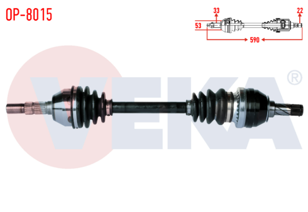 Opel Astra H 1.4i Uzunluk 590mm 2004-2010 Komple Aks Sol Ön