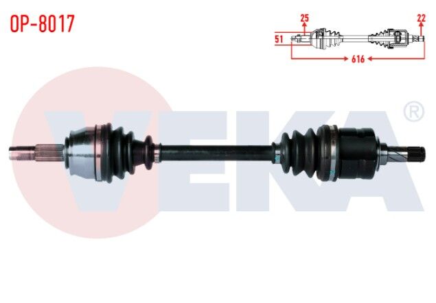 Opel Corsa D 1.3 CDTI (DTJ) 2006-2014 / Chevrolet Aveo 1.4 2011- Komple Aks Sol Ön Uzunluk 616mm
