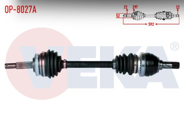 Opel Vectra B 1.6i Absli 29 Dış Uzunluk 592mm 1995-2003 Komple Aks Sol Ön