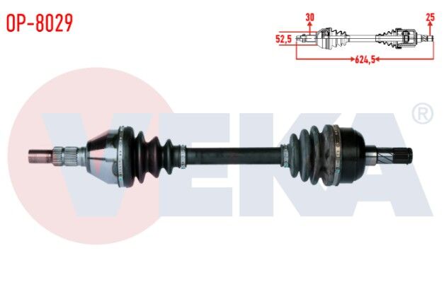 Opel Insignia 1.6 T (A16LET) M-T Uzunluk 624,5mm 2008-03 Komple Aks Sol Ön