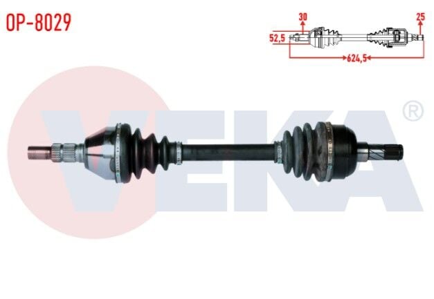 Opel Insignia 1.6 T (A16LET) M-T Uzunluk 624,5mm 2008-03 Komple Aks Sol Ön