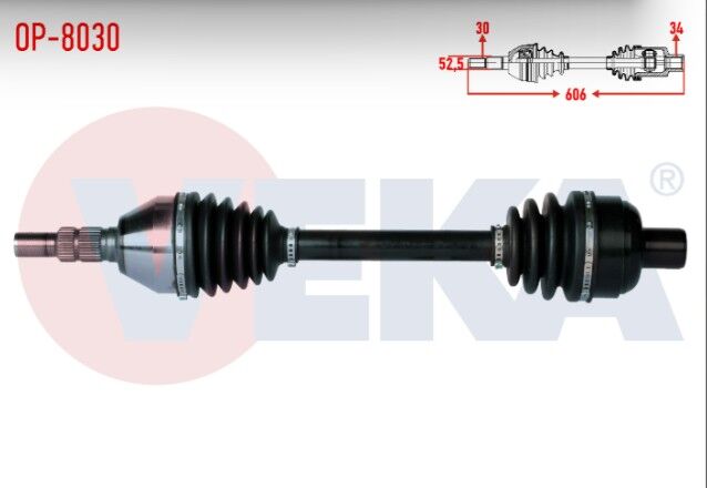 Opel Insignia 1.6 T (A16LET) M-T Uzunluk 606mm 2008- Komple Aks Sağ Ön