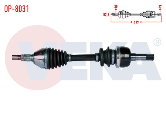 Opel Insignia 2.0 CDTI (A20DTH) A-T Uzunluk 619mm 2008- Komple Aks Sol-Sağ Ön