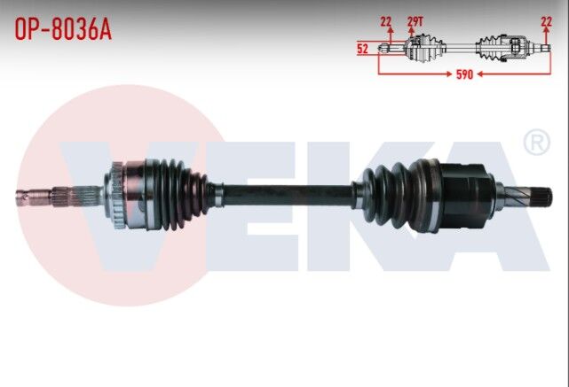 Opel Meriva A 1.6 Absli 29 Dış Uzunluk 590mm 2003-2010 Komple Aks Sol Ön