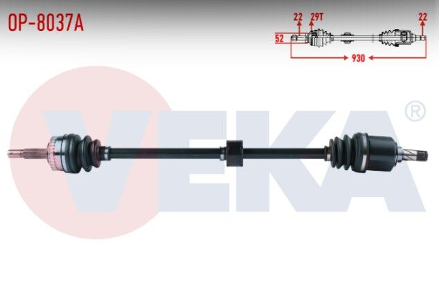 Opel Meriva A 1.6 Absli 29 Dış Uzunluk 930mm 2003-2010 Komple Aks Sağ Ön