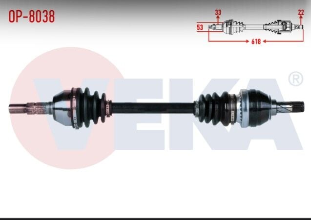 Opel Astra J 1.3 CDTI M-T (A13DTE) Uzunluk 618mm 2009-2016 Komple Aks Sol Ön