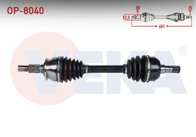 Opel Astra J 1.6 Turbo (A16LET) M-T Uzunluk 601mm 2009-2016 Komple Aks Sol Ön