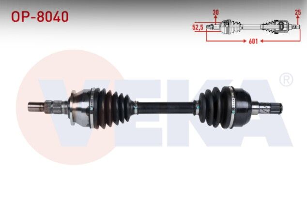 Opel Astra J 1.6 Turbo (A16LET) M-T Uzunluk 601mm 2009-2016 Komple Aks Sol Ön